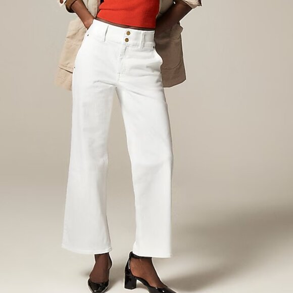 J. Crew Slim-wide‎ jean with stacked buttons- Size 24 in white denim color - Picture 2 of 8
